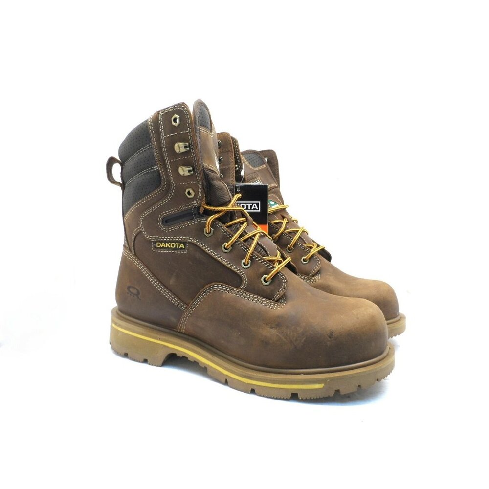 DAKOTA Mens 8'' 517 Quad Comfort Steel Toe Composite Plate Work Boot Brown 12W